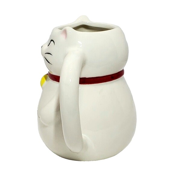 World Market Exclusive- Lucky Cat Figural Ceramic Teacup White– Beckoning Cat - Picture 4 of 7